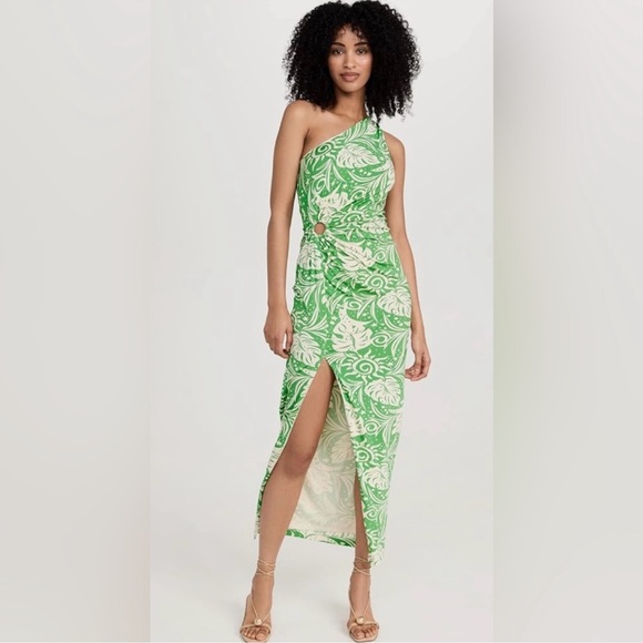 Saylor Kaegan One-Shoulder Dress in Kermit – Size M - Picture 1 of 14